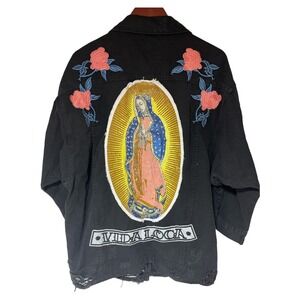 Boom Boom Jeans Women's XL Black Vida Loco Distressed Jean Jacket